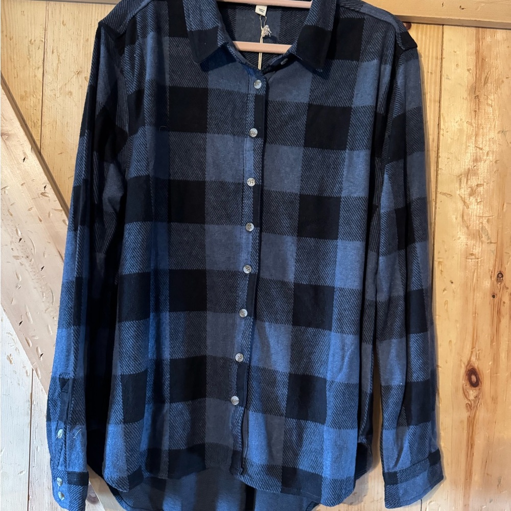 Women’s Blue and Black Checkered Shirt